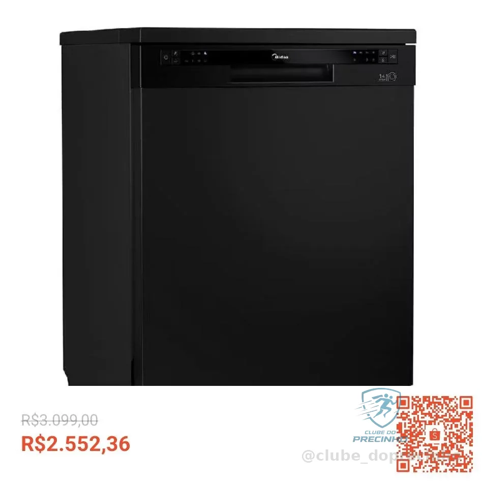 Lava Louças Midea 14 Serviços Preta DWA14P1 110V