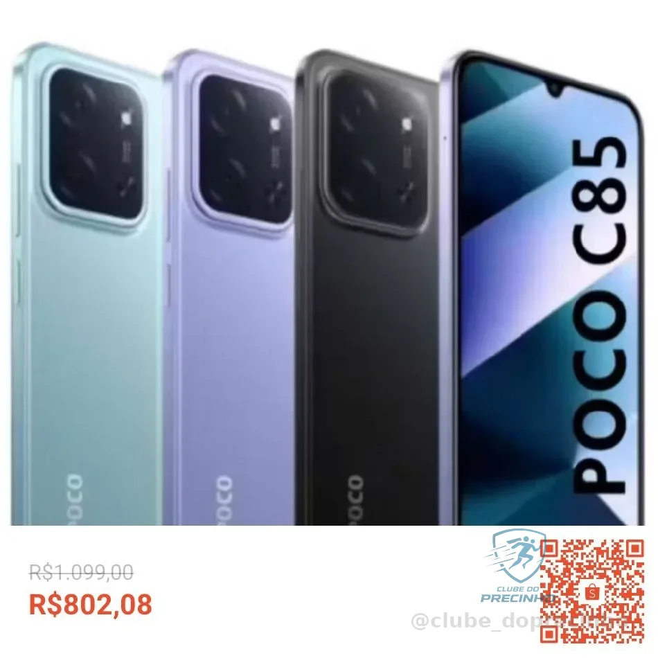 Xiaomi POCO C85 4GB, 256GB 8GB RAM/128GB 6GB RAM Tela LCD 6.9", Câmera 50MP, Versão Global Original
