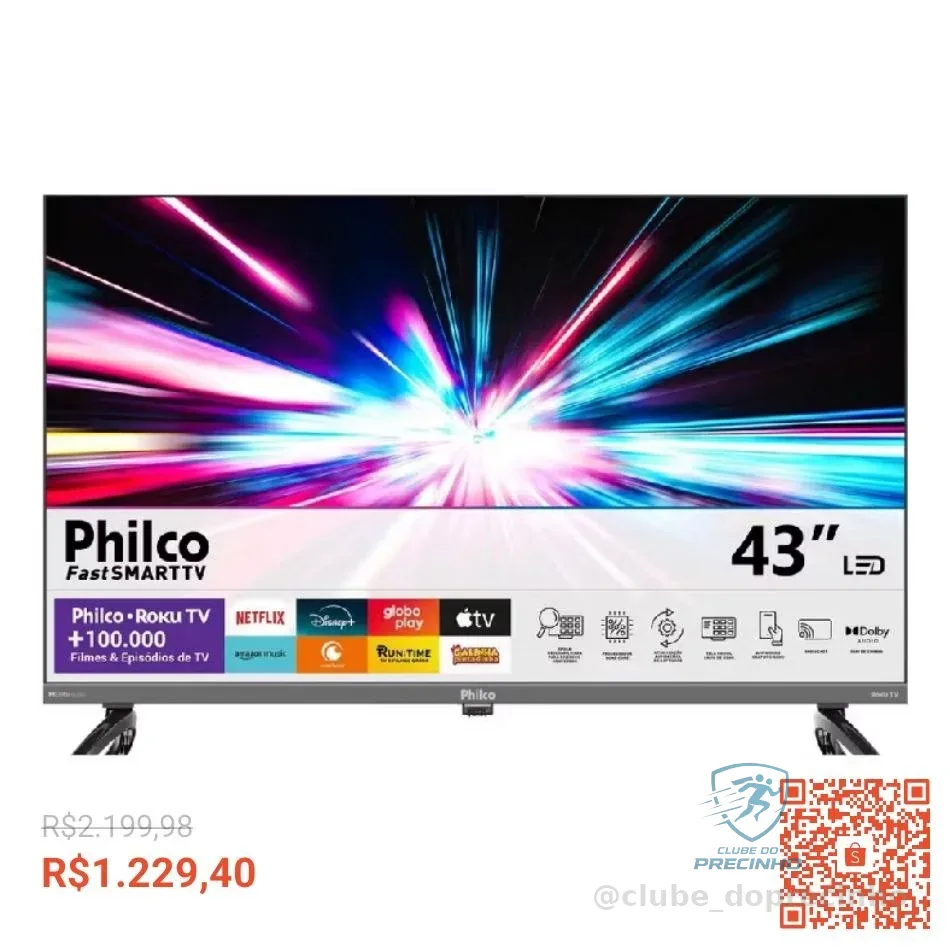 Smart TV 43” Philco P43CRA Full HD Wi-Fi HDMI USB Conversor Digital