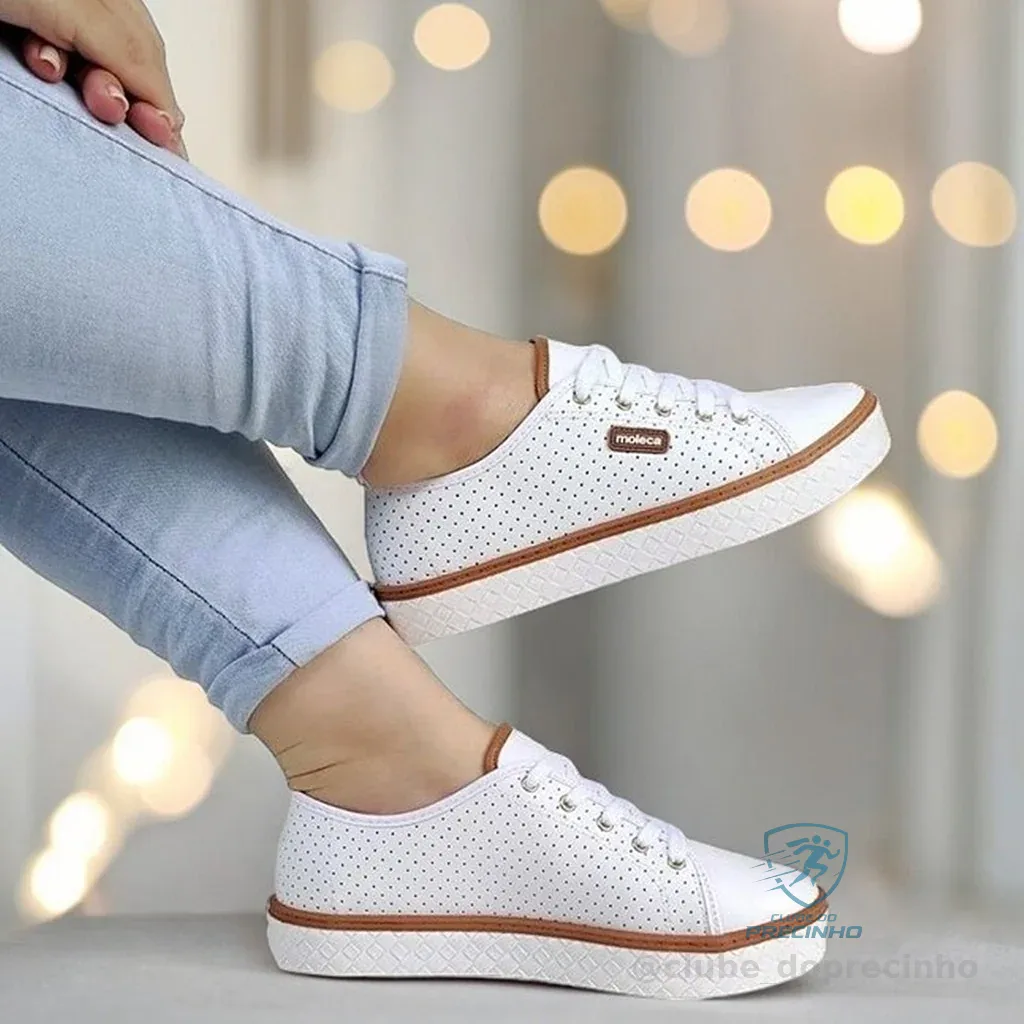 Tênis Feminino Moleca Casual Plataforma Sola Alta Conforto Leve Furadinho Branco Presente 5712205 Shopee
