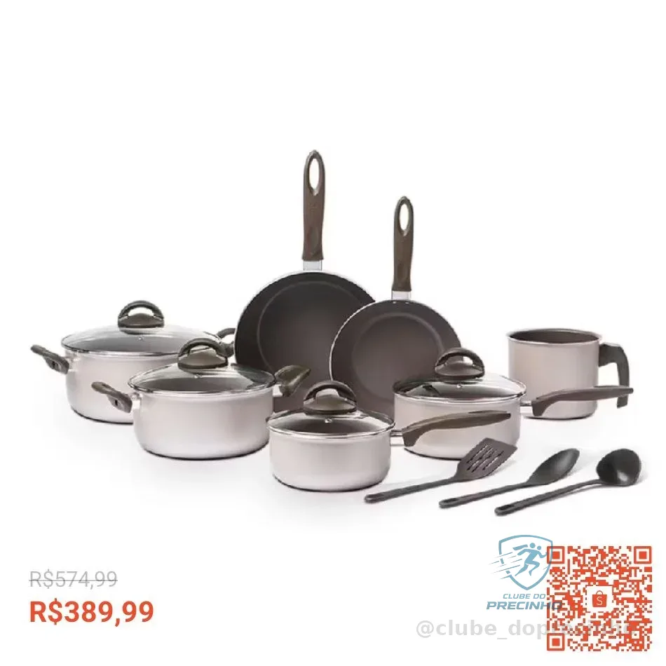 Jogo de Panelas Brinox 10 Peças Ceramic Life Nevada Champanhe