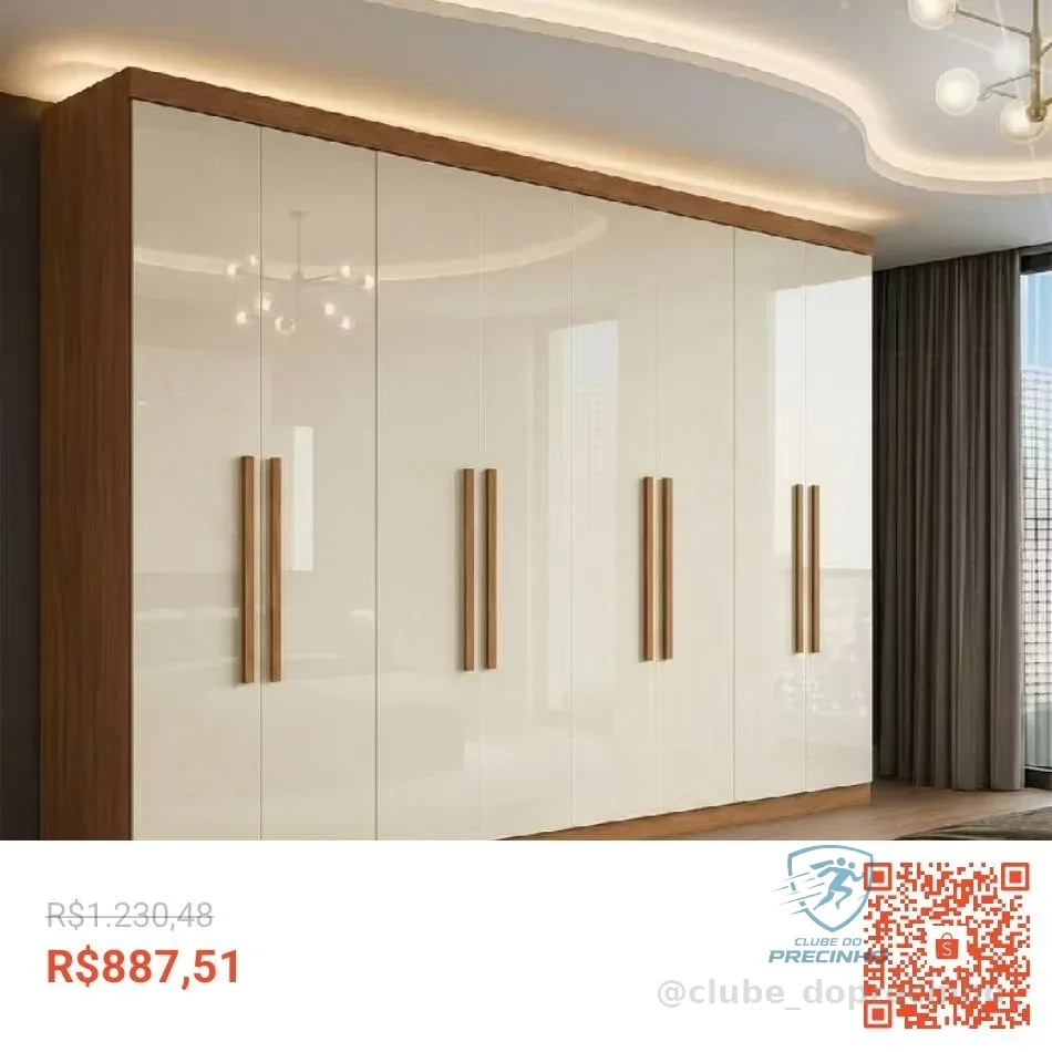 Guarda Roupa Casal 8 Portas 4 Gavetas Paris Espresso Móveis Cinamomo/Off White