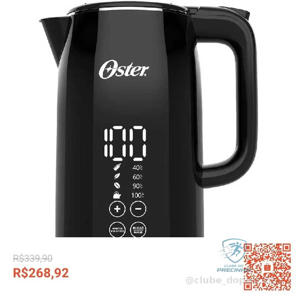 Chaleira Digital Oster Black 1,7L com Controle de Temperatura