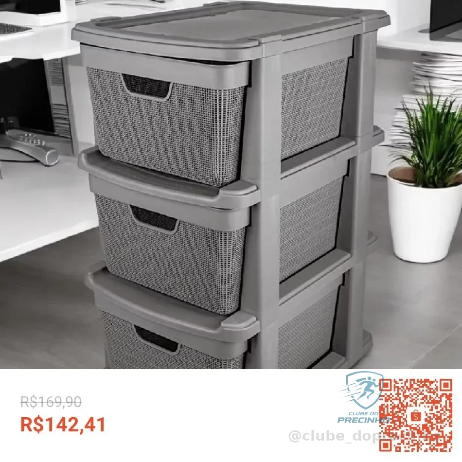 Gaveteiro Organizador de Chão em Plástico Com 3 Gavetas 15 litros Resistente Para Organização Jaguar