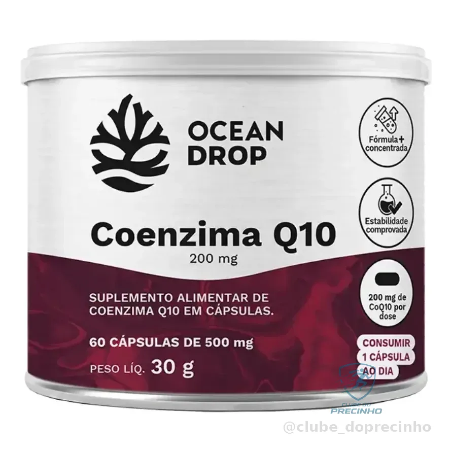 Coenzima Q10 Coq10 200mg P/ Cáps + Concentrada Ocean Drop Coq10 60 Cáps