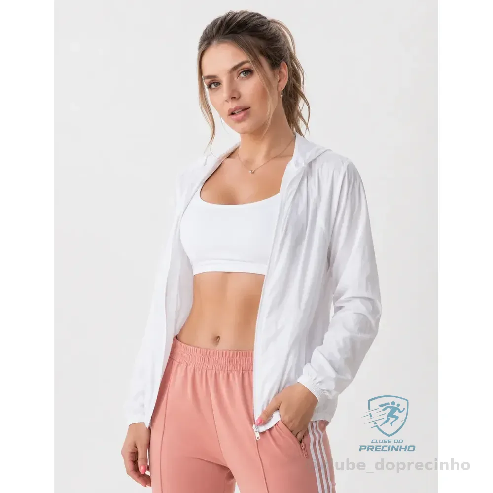 Jaqueta Feminina Iz Corta Vento Ultra Leve Com Capuz 2026 Branco P Lisa