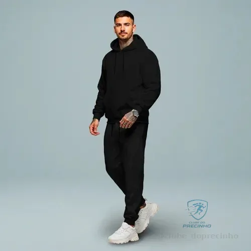 Conjunto Calça E Blusa De Moletom Liso Masculino Unissex