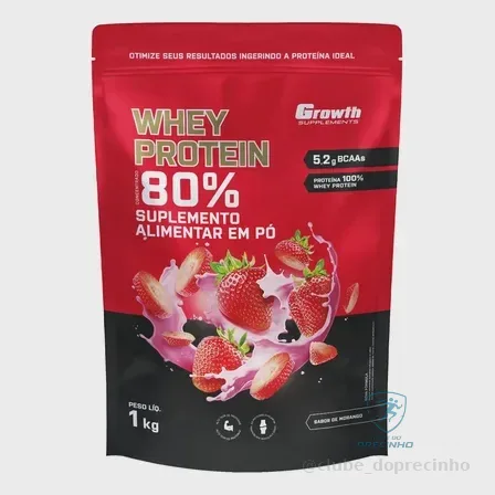 Whey Protein Concentrado 1kg Growth Supplements - Morango Mercado Livre