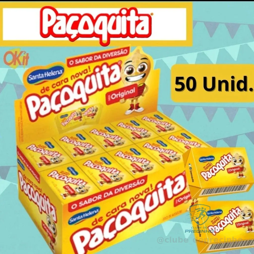 Paçoquita Quadrada Embalada Display De 1Kg Com 50 Unidades De 20g