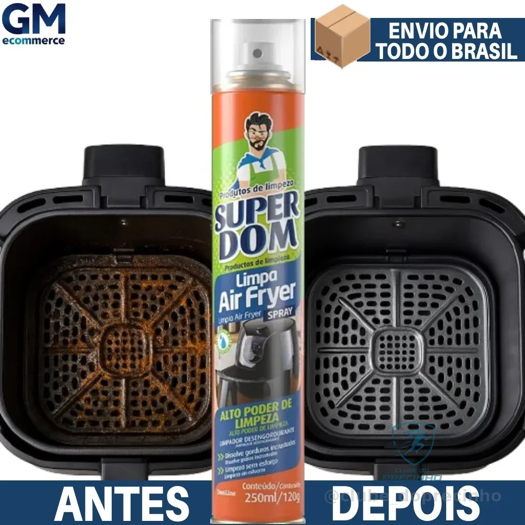 Limpa Air Fryer Spray 250ml Super Dom – Remove Gordura Pesada, Limpeza Rápida e Fácil Uso Shopee