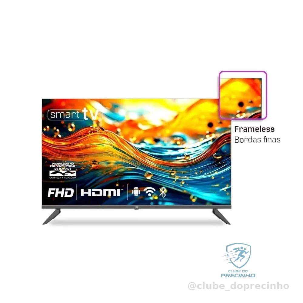 Smart TV HQ 43" Full HD tela sem bordas Android 11 design Slim HQS43NKHM