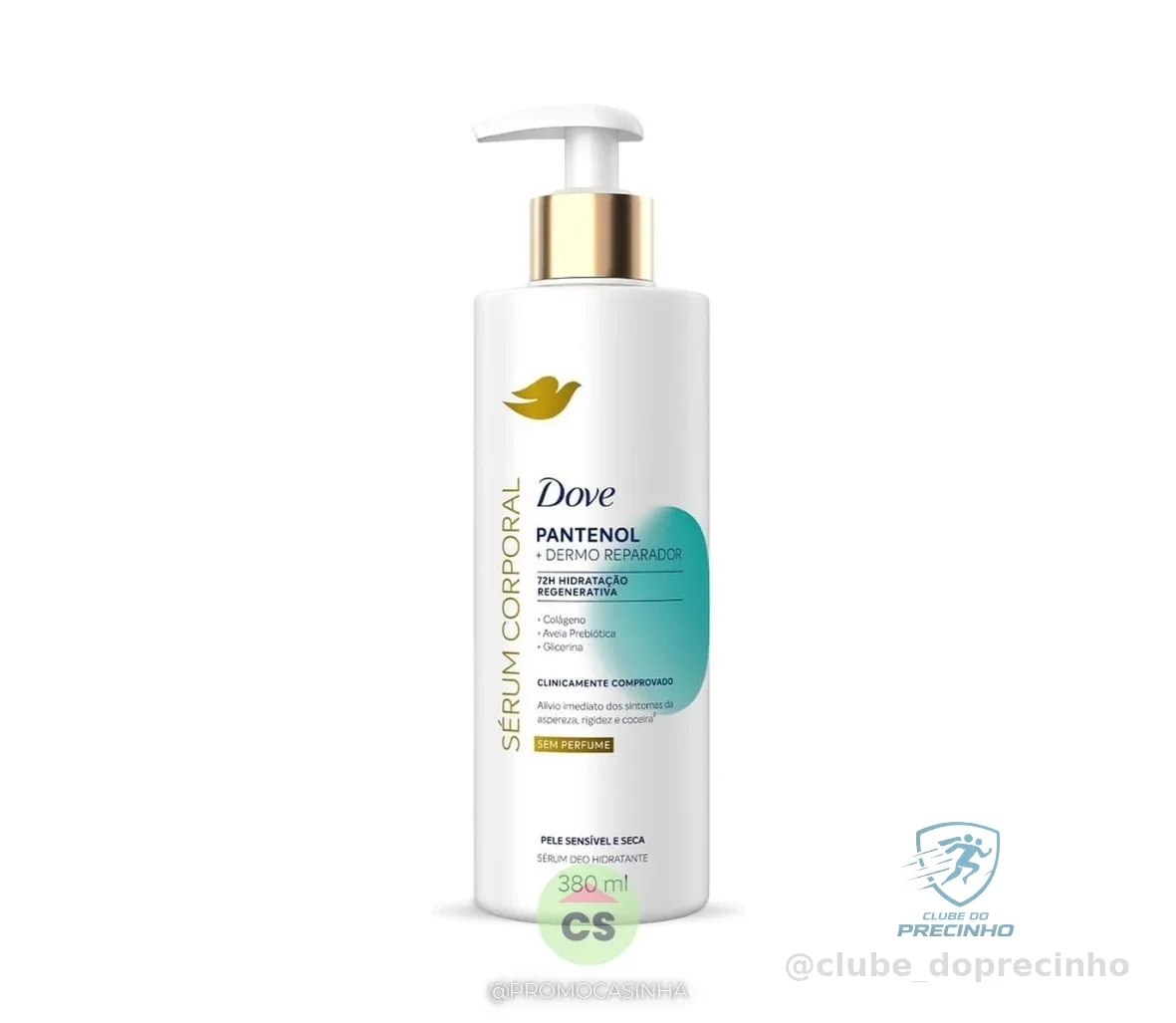 Dove Sérum Hidratante Corporal sem Perfume Pantenol + Dermo Reparador 380ml