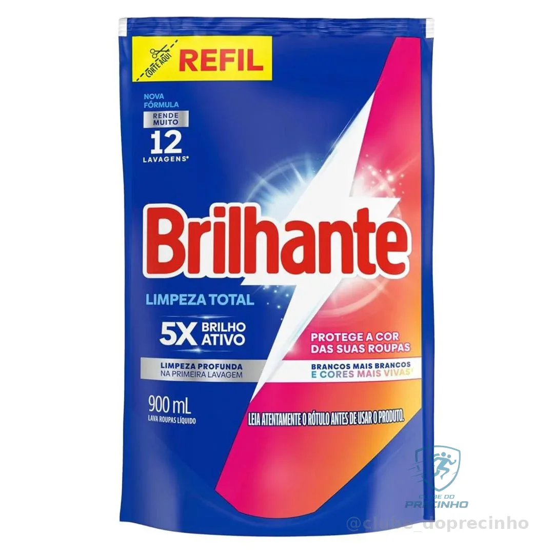 Brilhante Sabão Liquido Limpeza Total Refil 900 Ml