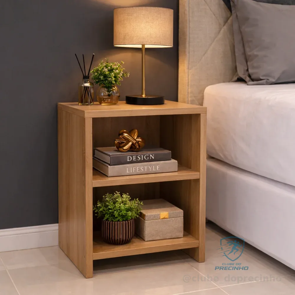 Mesa de Cabeceira Compacta com Nicho – Ideal para Quarto 60 Shopee