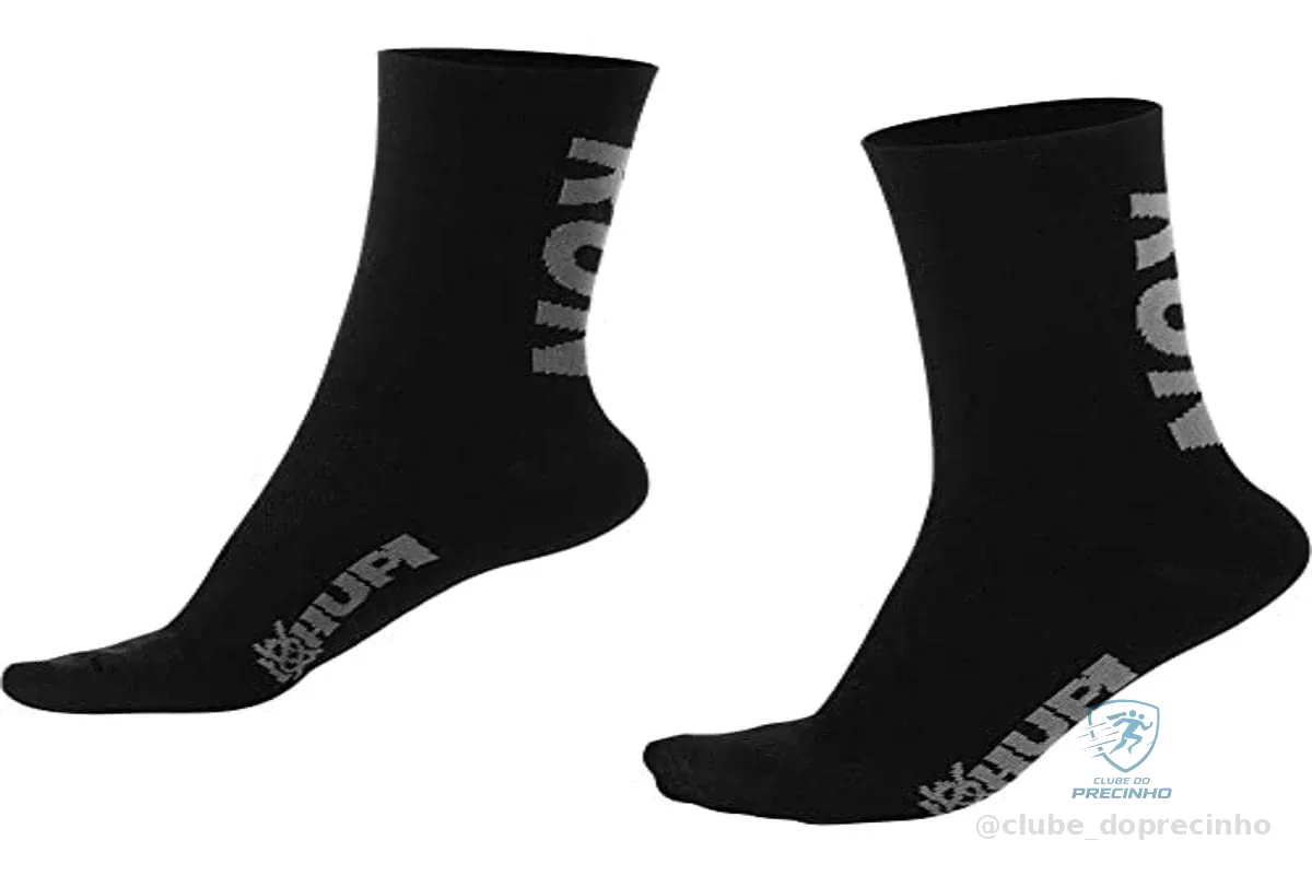 Meia para Corrida HUPI RUN Preto/Cinza 1 Par Cano Médio, Cor: Preto/Cinza, Tamanho 36-42