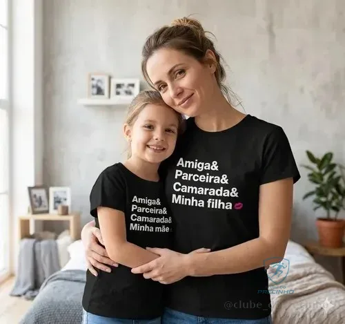 Kit 2 Camisetas Tal Mãe Tal Filha Amiga Parceira Dia Mães Preto Kit Mãe E Filha Xg Estampa Localizada
