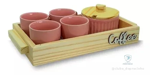 Jogo 4 Xicara Café Porcelana Bandeja E Açucareiro Porcelana