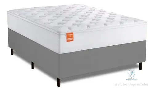 Cama Box Casal Molas Ensacadas Real Branco / Cinza Inducol