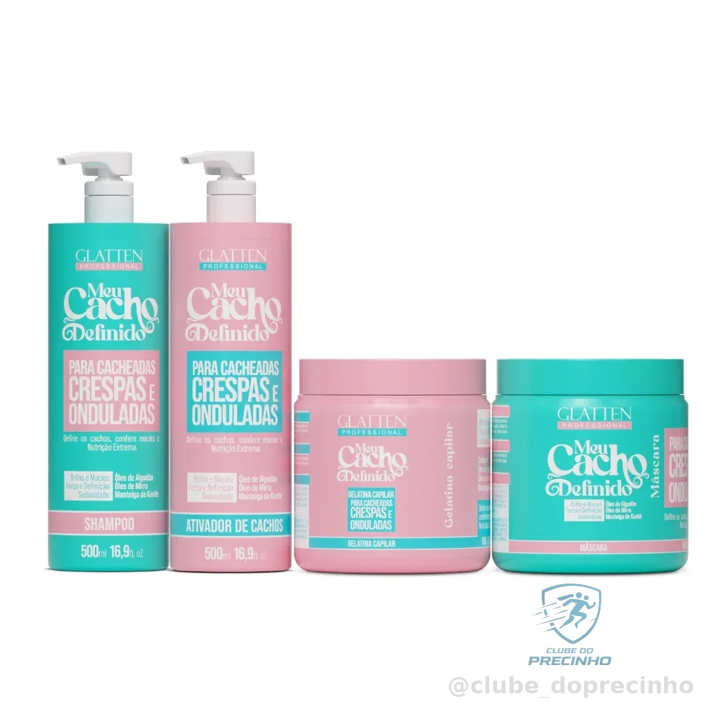 Kit de Nutrição Para Cabelos Cacheados - Meu Cacho Definido GLATTEN Shopee