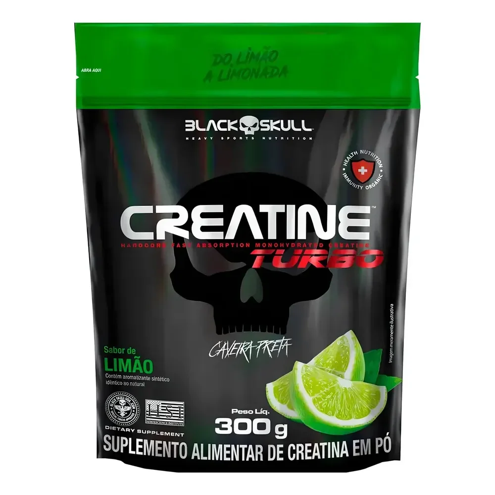 Creatina Turbo Refil 300g Limão - Black Skull