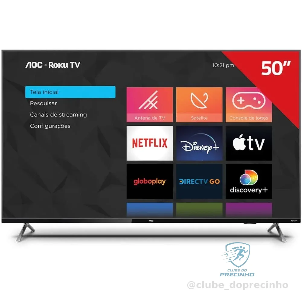 Smart TV 50" Aoc Roku 4K Série 6125-50U6125/78G