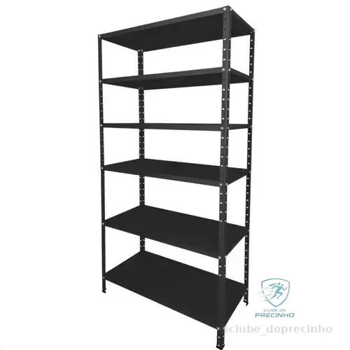 Estante Armário Prateleira De Aço 6 Bandeja Organizador Multiuso Preta Suporta 150kg 198cm X 90cm X 28cm