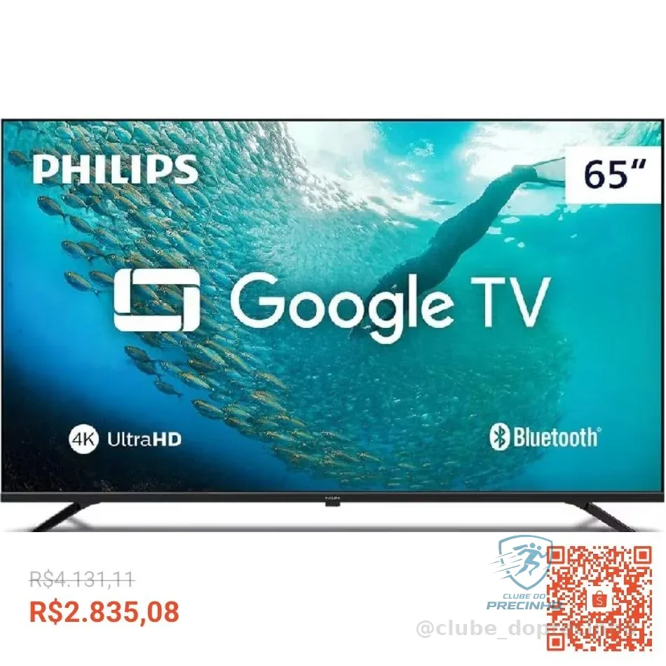 Smart TV, PHILIPS, 65'' 4K UHD, 65PUG7019/78, Google TV, Comando de Voz, HDR