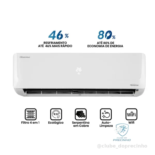 Ar Condicionado Split Inverter Hisense R-32 Hi-wall 18.000 Btus Quente e Frio Wi-fi 220v