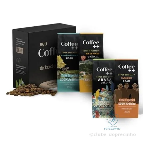 Kit 4 Pacotes Café Especial Em Grãos Coffee Mais Clássico, Arara, Sul de Minas e Cerrado de Minas