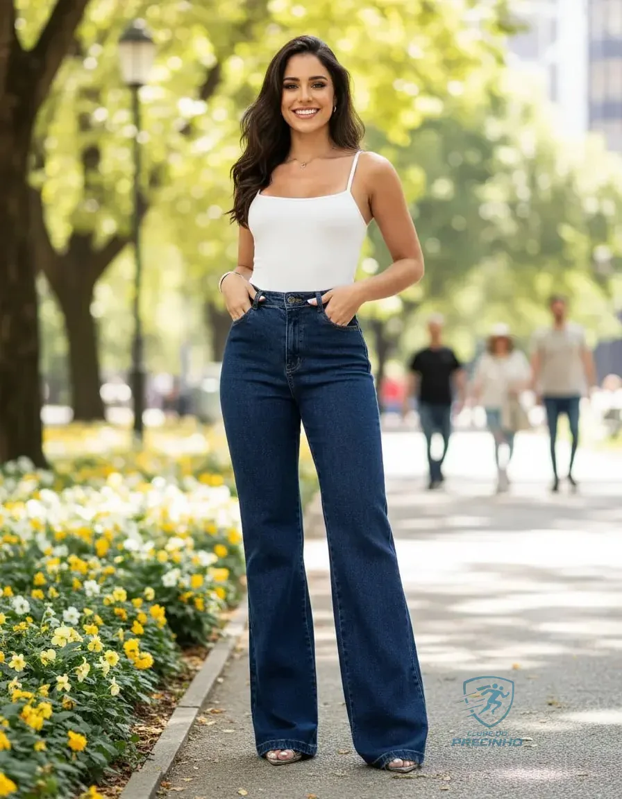 Calça Jeans Wide Leg Feminina Com Elastano Consciência 2800 Mercado Livre