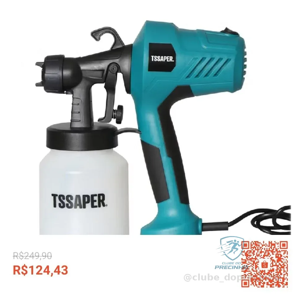 Pistola Elétrica Para Pintura Pulverizador de Tinta com Bico de Metal e Compressor 450w - TSSAPER