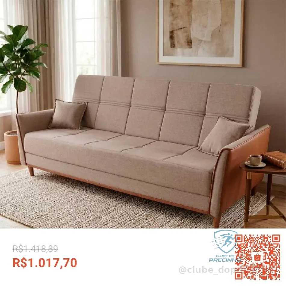 Sofá Cama Sérvia 2,00m Bege Linho Rustico - King House