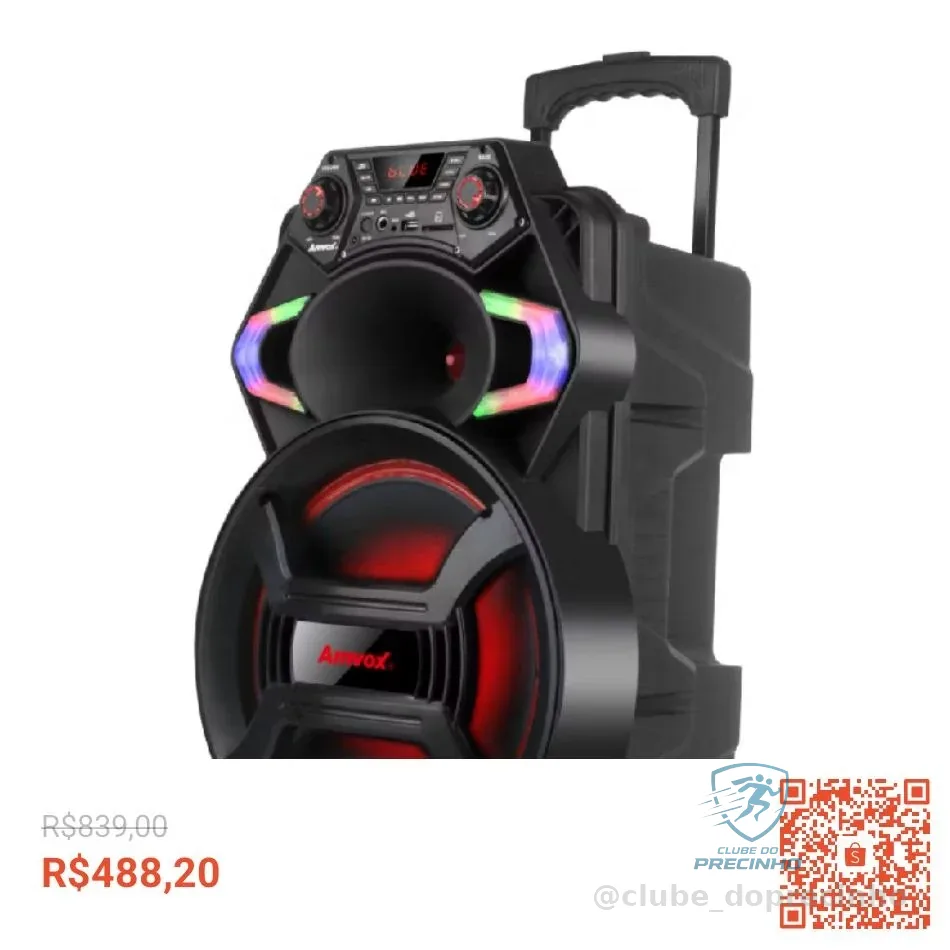 Caixa de Som Amplificada Aca 550 Strondo II Bluetooth 550W Bivolt Amvox