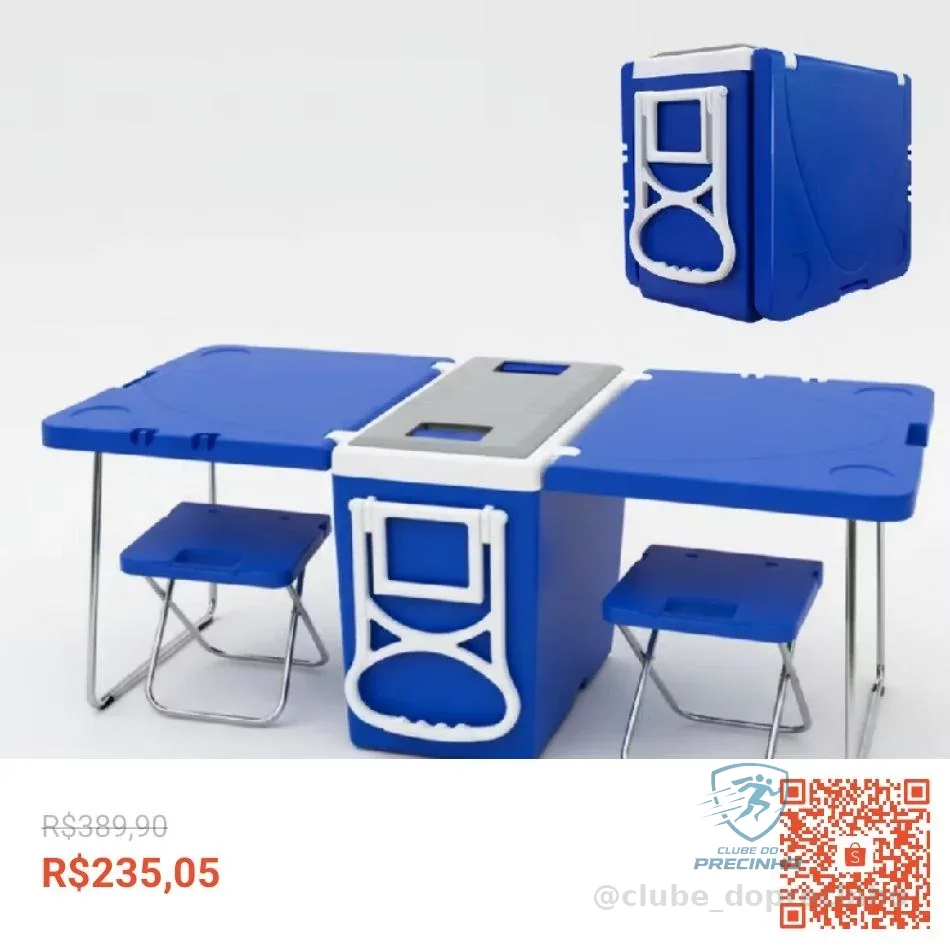 Cooler Caixa Térmica 5 x 1 Multifuncional 32L com Mesinha e Banqueta
