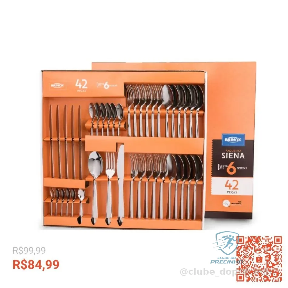 Faqueiro Brinox Siena 42 e 24 Peças Aço Inox - Jogo de Talheres