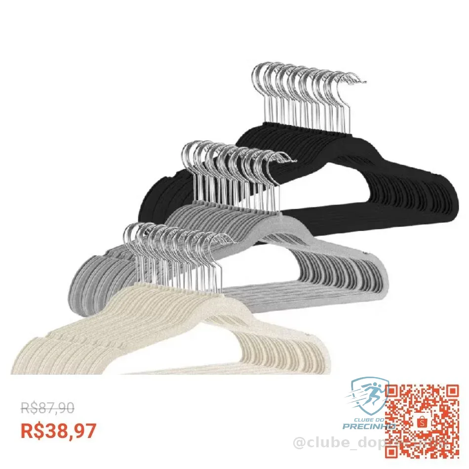 Kit Cabides Veludo Para Roupas Adulto 30 Unidades Fino Resistente