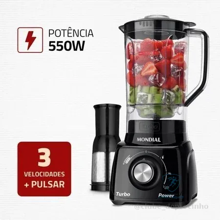 Liquidificador 3 velocidades Turbo Power preto - L-99FB - Mondial