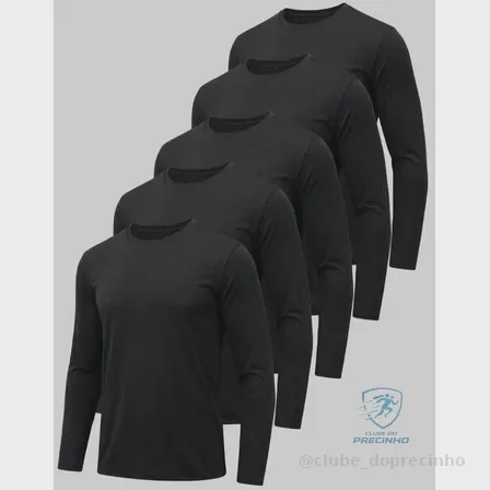 Kit 5 Camiseta Masculina Dry Fit Manga Longa Proteção UV Pretas M Mercado Livre