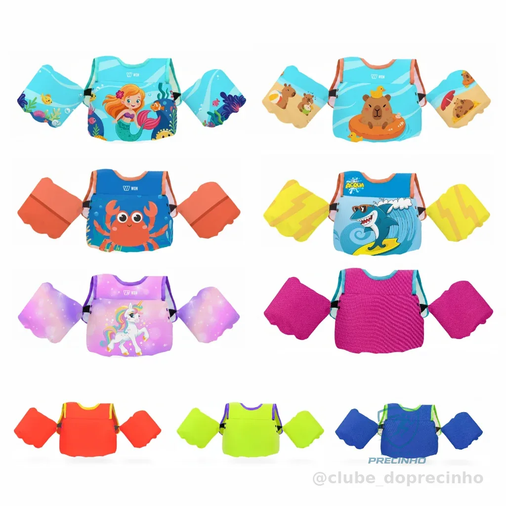 Boia Colete Salva-Vidas Infantil Flutuador Não Fura Até 25kg Kids - Segurança para Piscina e Praia (Várias Estampas) Shopee