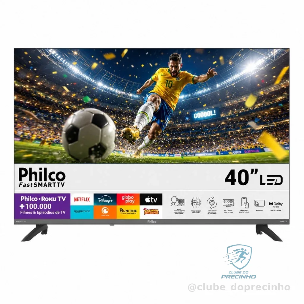 Smart Tv 40'' Philco Roku Tv Hdr10 Dolby Áudio P40cra