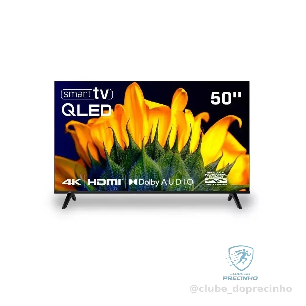 Smart TV HQ QLED 50 Polegadas HQ-QLED50SM 4K Wi-Fi Bluetooth, Dolby Audio, Apps, Netflix, YouTube e Prime Video, 3 HDMI