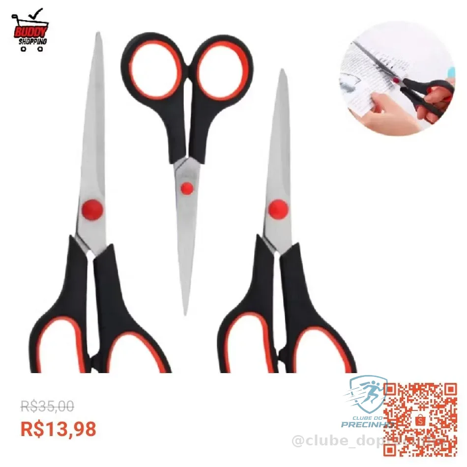Kit 3 Tesouras Profissional Aço Inox Costura e Artesanato Luatek LWJ-108