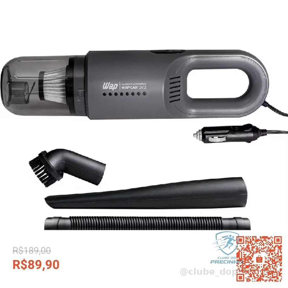 Aspirador Portátil Wap Car Potente 180W Com Reservatório 420ml Bicos Extras Cabo 3,7metros 12v - WAP