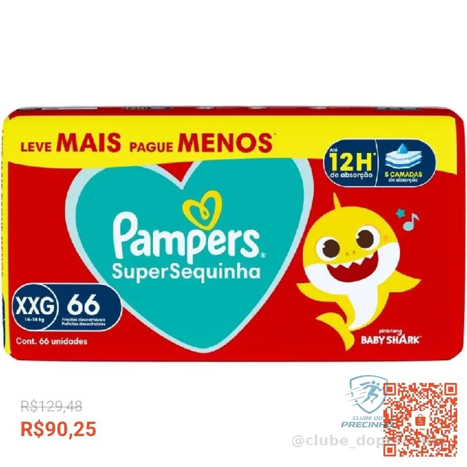 Fralda Descartável Pampers Supersequinha Jumbo XXG 66 Tiras