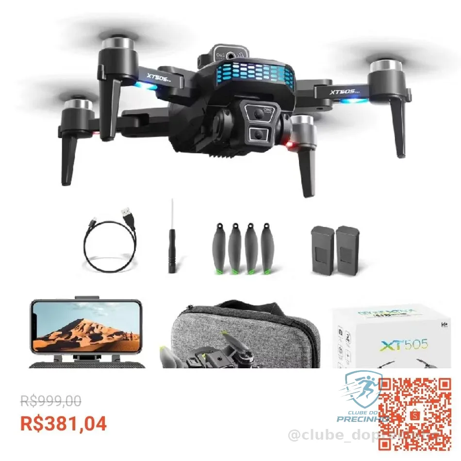 XT505 GPS Drone aéreo profissional sem escovas com câmara HD 4K e GPS + 2 baterias