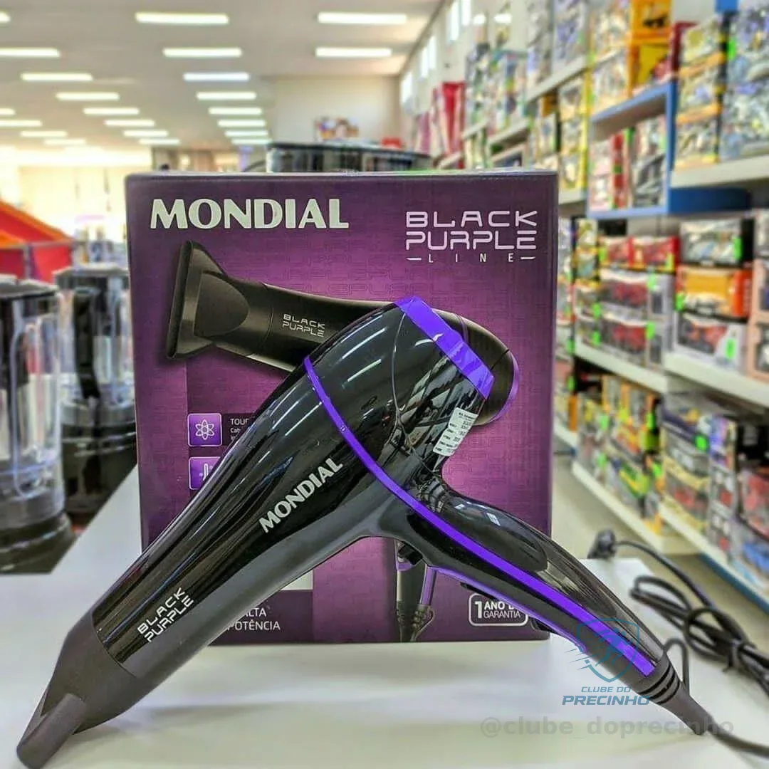 Secador de Cabelos Black Purple SCN-01 com Tourmaline on 2000W Mondial