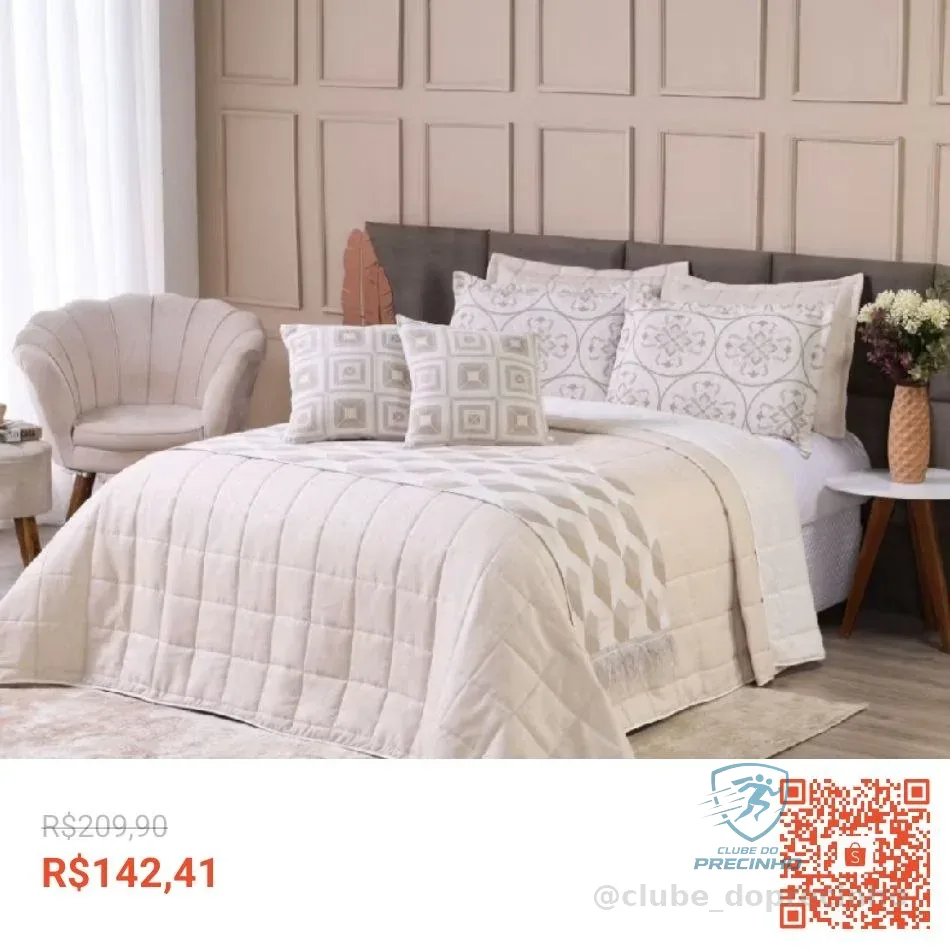 Kit Cobre Leito Casal Queen 6 Peças Thaeme Franja Sem Enchimentos 2,60mx2,50m