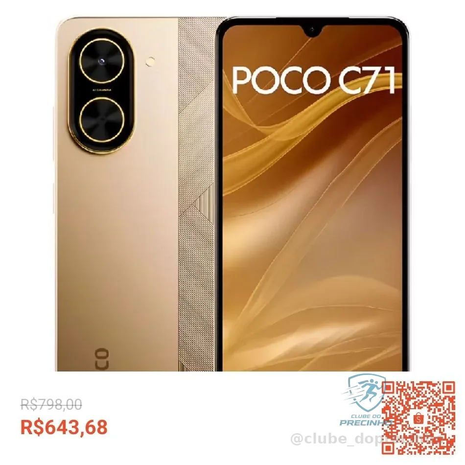 Celular Smartphone Xiaomi Poco C71 128GB / 64GB Dual Sim Global (COM CAPINHA E PELÍCULA DE CORTESIA)