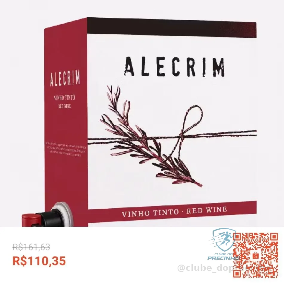 VINHO 5L PORTUGUES ALECRIM TINTO Bag in Box C/ Torneira Ideal Festas