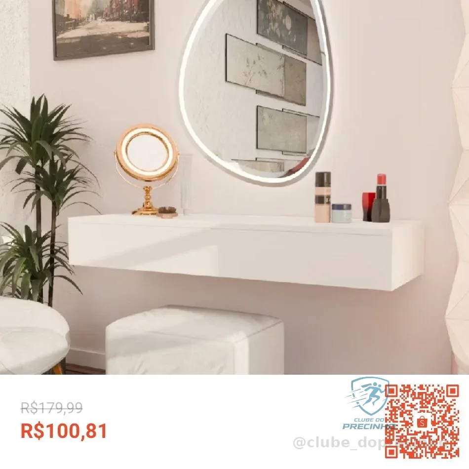 Penteadeira Com Gaveta 100CM Console Camarim Com Corrediças Metalicas